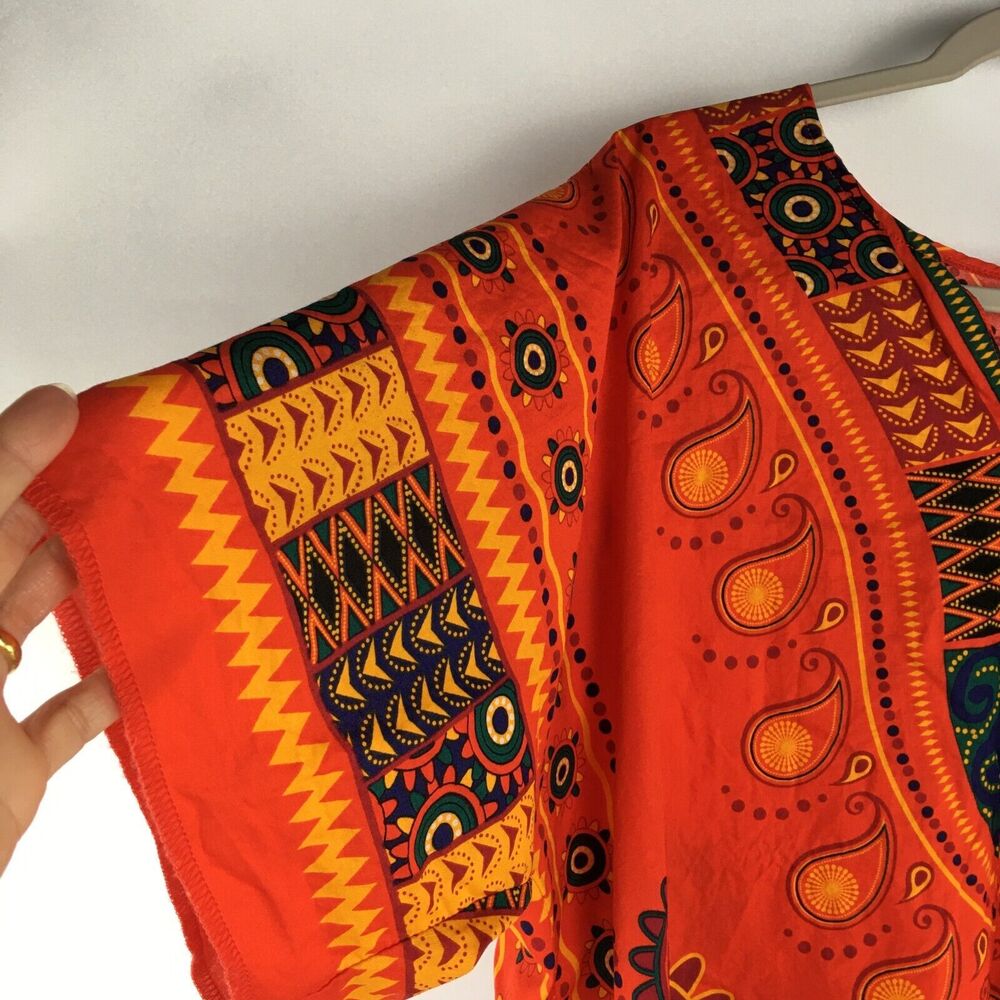 SPIRIT HALLOWEEN Dashiki Tribal Caftan SHIRT HIPPIE ETHNIC ORANGE Men Sz L/XL - Picture 4 of 16